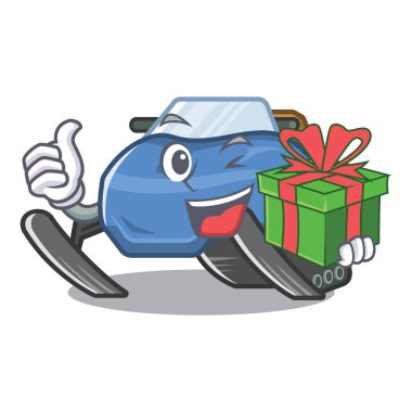 Bir karikatür izole hediye kar mobil ile