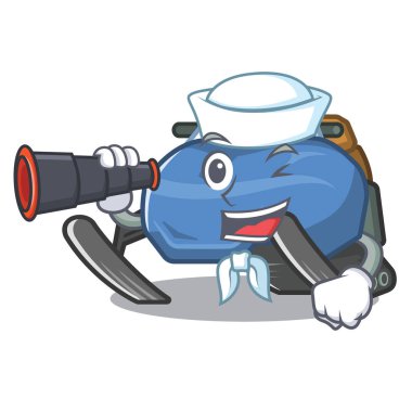 Bir karikatür izole dürbün kar mobil ile Denizci