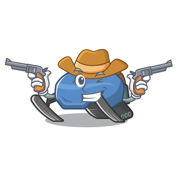 Cowboy motoneige en forme de personnage — Image vectorielle