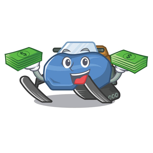 With money bag snowmobile isolated in the a cartoon
