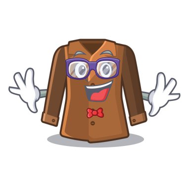 Geek ceket maskot ile izole