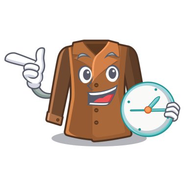 Maskot ile izole saat kat ile