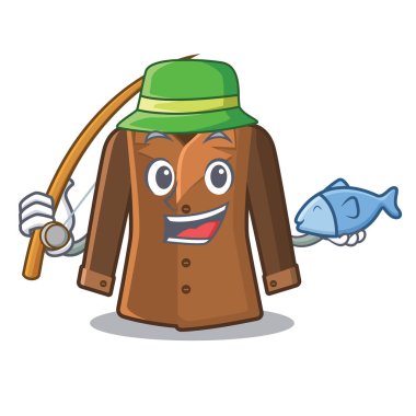 Balıkçılık karikatür ceket bir dolapta tutulan