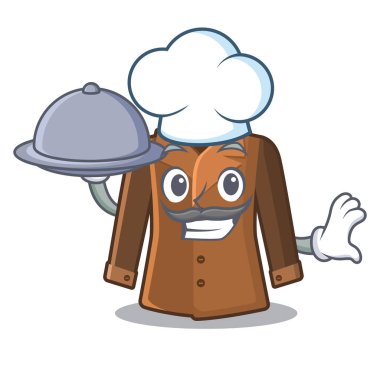 Yemek karikatür ceket ile Şef bir dolaba tutulur