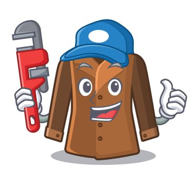 Karikatür kapısının arkasında tesisatçı ceket asılı