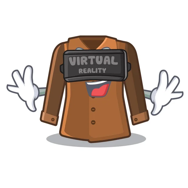 Cappotto cartone animato realtà virtuale tenuto in un armadio — Vettoriale Stock