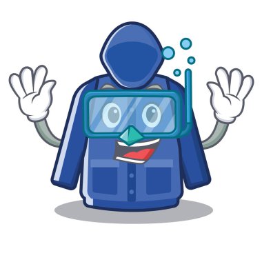 Maskot ile izole Dalış yağmurluk