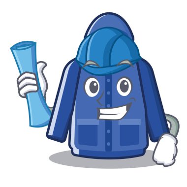 Mimar yağmurluk maskot ile izole