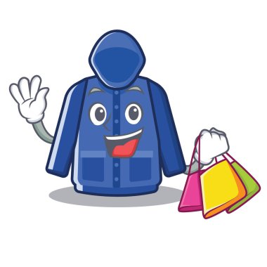 Alışveriş yağmurluk maskot ile izole