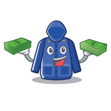 Bir karikatür şeklinde para çantası yağmurluk ile