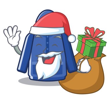 Karakter kapı arkasında hediye yağmurluk ile Santa