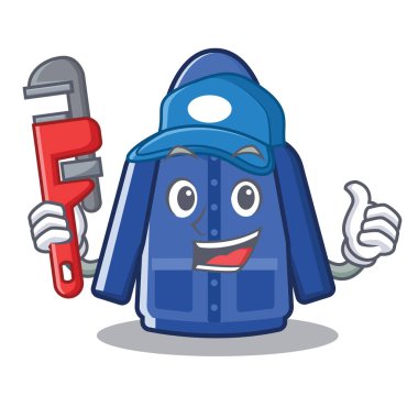 Karakter kapı arkasında Tesisatçı yağmurluk