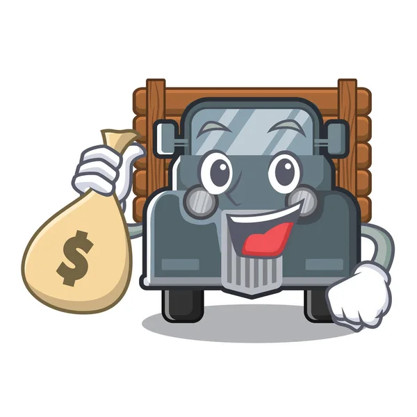 Starý náklaďák s penězi, který byl izolován v kresleném seriálu — Stockový vektor