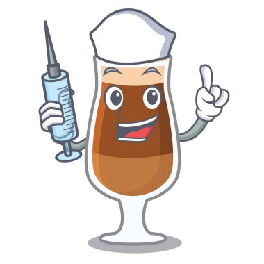 Hemşire americano cafe maskot ile izole