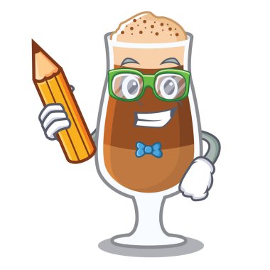 Öğrenci americano kafe maskot ile izole