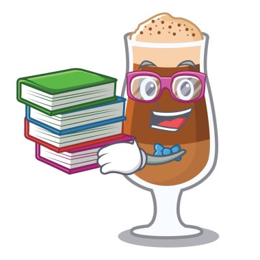 Karikatür şeklinde kitap americano kafe ile Öğrenci