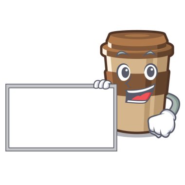 Ahşap karikatür masa üzerinde kurulu fincan espresso ile