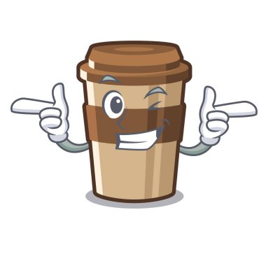Wink espresso karikatür ile izole
