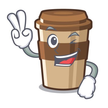 Karikatür ile izole iki parmak espresso