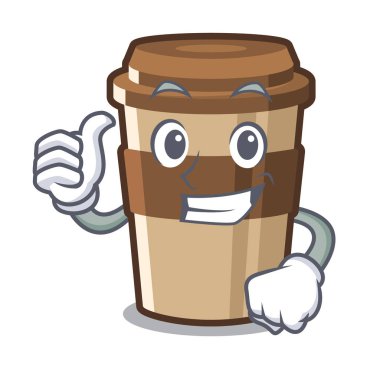 Thumbs up espresso karikatür ile izole