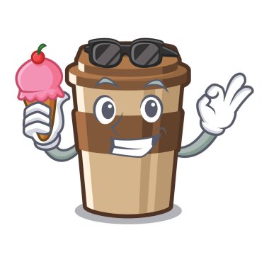 Karikatür ile izole dondurma espresso ile