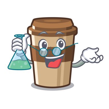 Profesör espresso karikatür ile izole