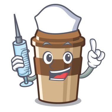 Hemşire espresso karikatür ile izole