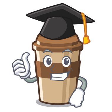 Mezuniyet espresso karikatür ile izole