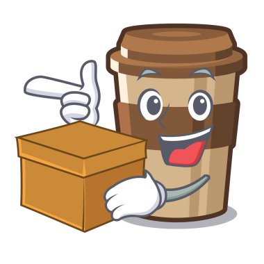 Karikatür ile izole kutu espresso ile