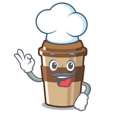 Şef espresso karikatür ile izole