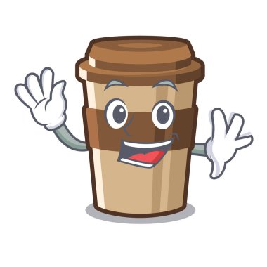 Karikatür ile izole espresso sallayarak