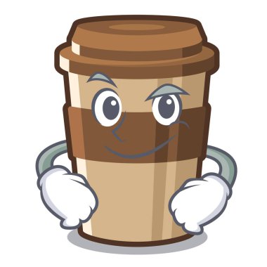 Karikatür ile izole espresso sırıtan