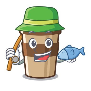 Balıkçılık espresso karakter şişesinde dökülür