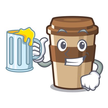 Karakter şişesine dökülen meyve suyu espressosu ile