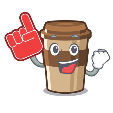 Köpük parmak espresso maskot masanın üzerine yerleştirilir