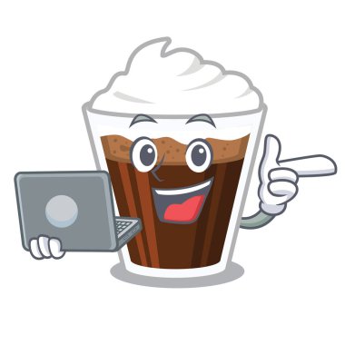 Karikatür ile izole dizüstü İrlandalı coffe ile