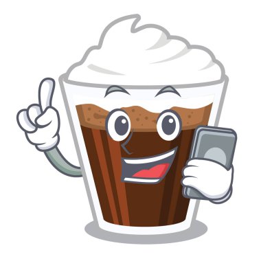 Telefon İrlandalı coffe karikatür ile izole ile