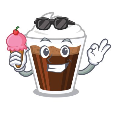 Dondurma ile İrlanda kahvesi cam karikatür dökülür