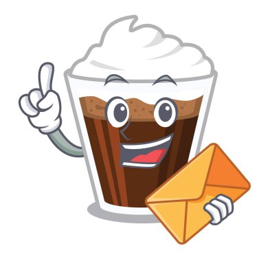 Zarf İrlandalı kahve ile cam karikatür dökülür