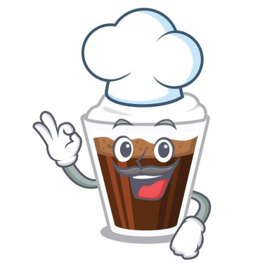 Şef İrlanda kahvesi cam çizgi film döktü