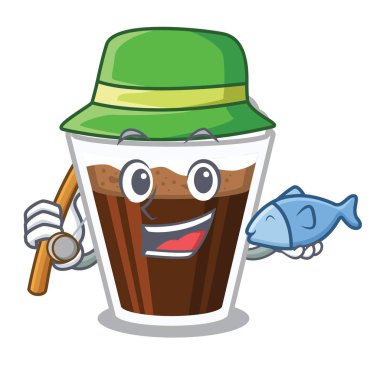 Maskot masanın üzerinde Balıkçılık İrlandalı coffe