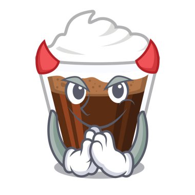 Maskot masanın üzerinde Devil İrlandalı coffe