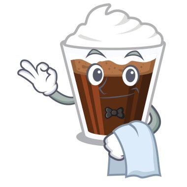 Garson İrlandalı coffe maskot masanın üzerinde