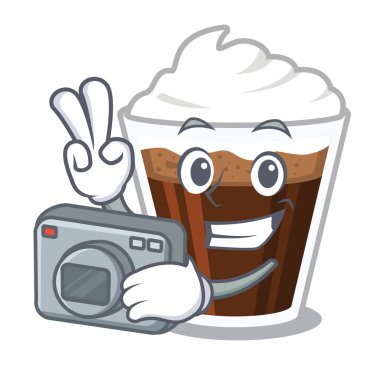 Maskot masanın üzerinde Fotoğrafçı İrlandalı coffe