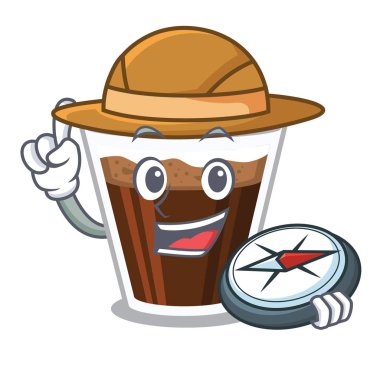 Maskot masanın üzerinde Explorer İrlandalı coffe