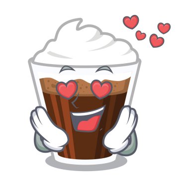 Maskot masanın üzerinde aşık İrlandalı coffe