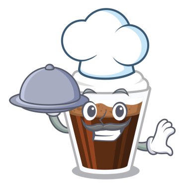 Maskot masanın üzerinde gıda İrlandalı coffe ile Şef