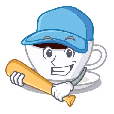 Beyzbol latte macchiato maskot ile izole oynamak