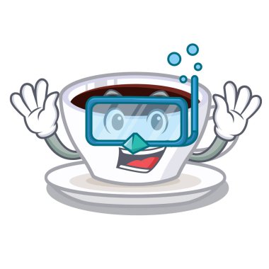 Dalış latte macchiato karikatür cam dökülür