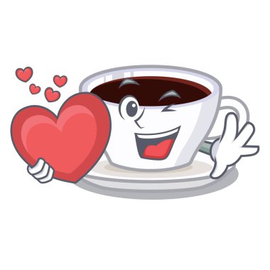 Cartoos şeklinde kalp latte macchiato ile